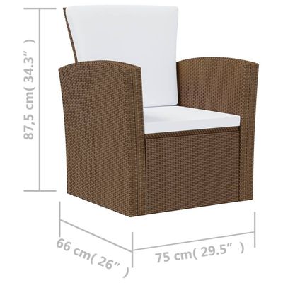 vidaXL 16 Piece Garden Lounge Set with Cushions Poly Rattan Brown