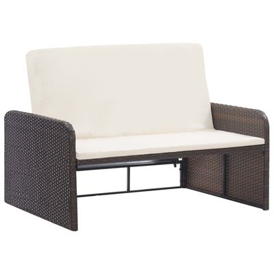 vidaXL 2 Piece Garden Lounge Set with Cushions Poly Rattan Brown