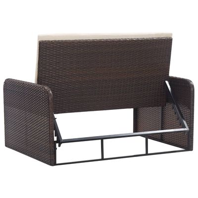 vidaXL 2 Piece Garden Lounge Set with Cushions Poly Rattan Brown