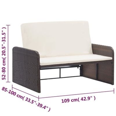 vidaXL 2 Piece Garden Lounge Set with Cushions Poly Rattan Brown