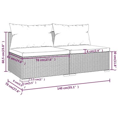 vidaXL 2 Piece Garden Lounge Set with Cushions Poly Rattan Grey