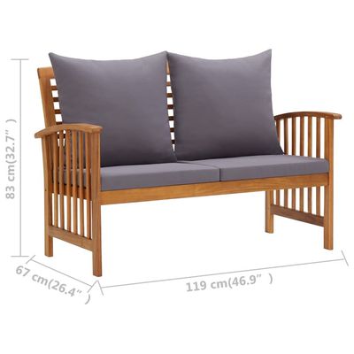 vidaXL 2 Piece Garden Lounge Set with Cushions Solid Acacia Wood