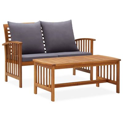 vidaXL 2 Piece Garden Lounge Set with Cushions Solid Acacia Wood