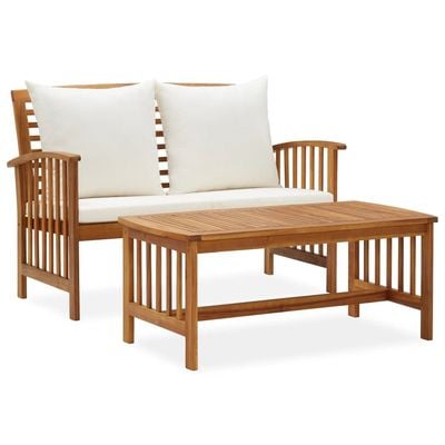 vidaXL 2 Piece Garden Lounge Set with Cushions Solid Acacia Wood