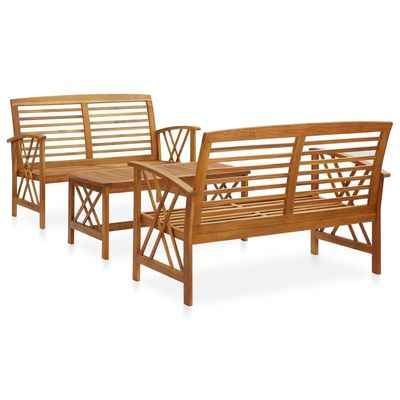 vidaXL 3 Piece Garden Lounge Set Solid Acacia Wood