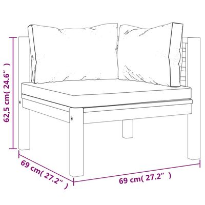 vidaXL 3 Piece Garden Lounge Set with Cream Cushion Solid Acacia Wood