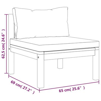 vidaXL 3 Piece Garden Lounge Set with Cream Cushion Solid Acacia Wood