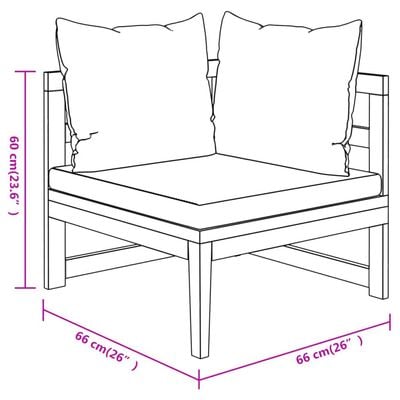 vidaXL 3 Piece Garden Lounge Set with Cream White Cushions Acacia Wood