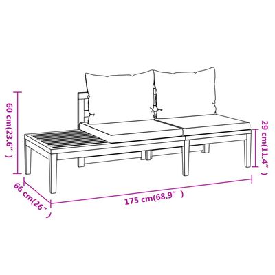 vidaXL 3 Piece Garden Lounge Set with Cream White Cushions Acacia Wood