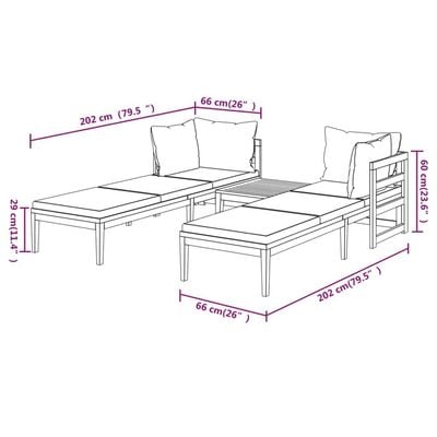 vidaXL 3 Piece Garden Lounge Set with Cream White Cushions Acacia Wood