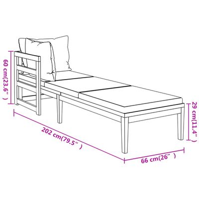 vidaXL 3 Piece Garden Lounge Set with Cream White Cushions Acacia Wood