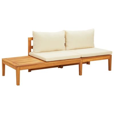 vidaXL 3 Piece Garden Lounge Set with Cream White Cushions Acacia Wood