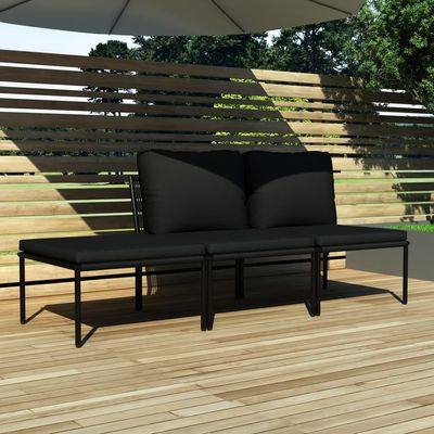 vidaXL 3 Piece Garden Lounge Set with Cushions Black PVC