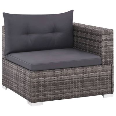 vidaXL 3 Piece Garden Lounge Set with Cushions Poly Rattan Grey