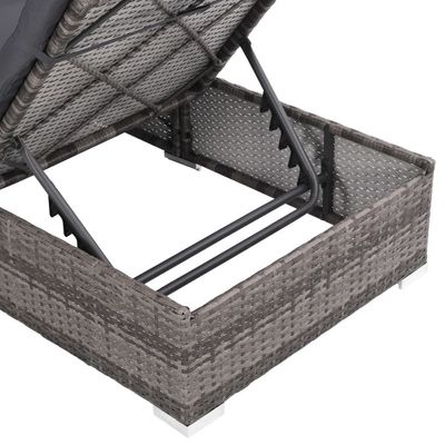 vidaXL 3 Piece Garden Lounge Set with Cushions Poly Rattan Grey