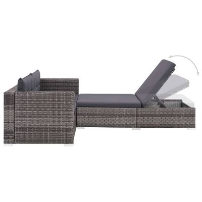 vidaXL 3 Piece Garden Lounge Set with Cushions Poly Rattan Grey