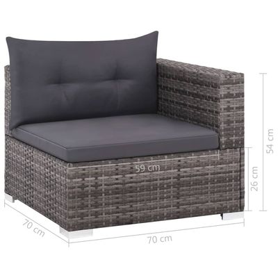 vidaXL 3 Piece Garden Lounge Set with Cushions Poly Rattan Grey