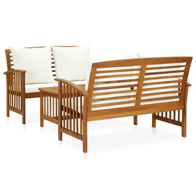 vidaXL 3 Piece Garden Lounge Set with Cushions Solid Acacia Wood