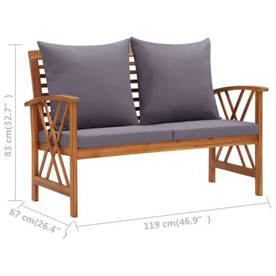 vidaXL 3 Piece Garden Lounge Set with Cushions Solid Acacia Wood