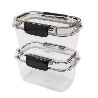 Visto Max™ Rectangular 420ml (0.44qt) Twin Pack - Clear Base & Lid, Color Seal, Matching Clips - Convenient Storage Solution for Organization