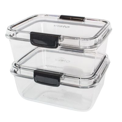 Visto Max (1.06qt) - Twin Pack Clear base & lid, colour seal with matching clips- Convenient Storage Solution for Organization