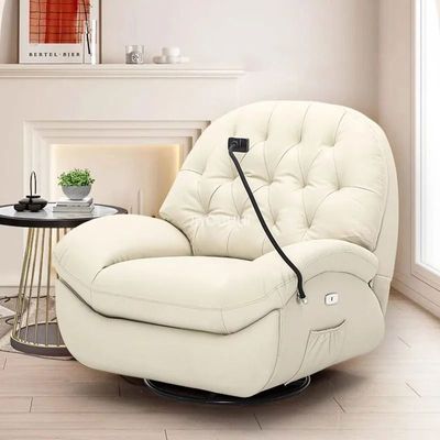 Electric Swivel Recliner Multifunctional 170° Rotatable Lazy Rocking Chair - White