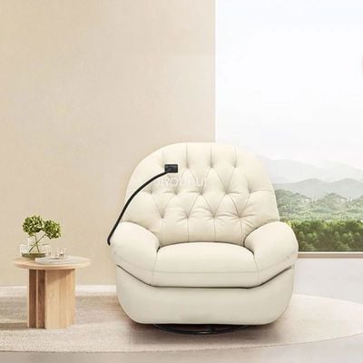 Electric Swivel Recliner Multifunctional 170° Rotatable Lazy Rocking Chair - White