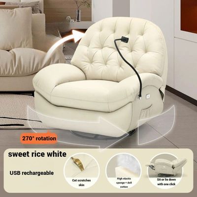 Electric Swivel Recliner Multifunctional 170° Rotatable Lazy Rocking Chair - White