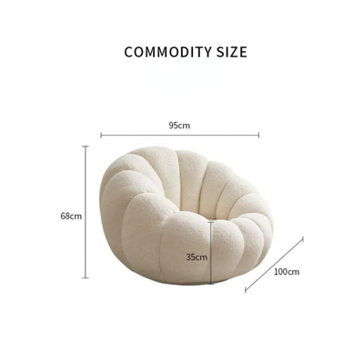 Single Sofa Recliner Lamb Fleece 360° Rotation Modern Pumpkin Flower Relaxing Chair - White