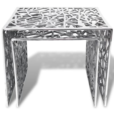 vidaXL Two Piece Side Tables Square Aluminium Silver