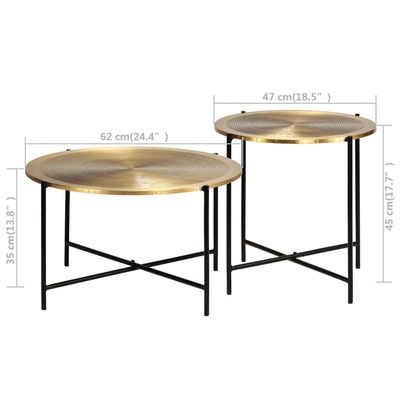 vidaXL Table Set 2 Pieces Brass-covered MDF