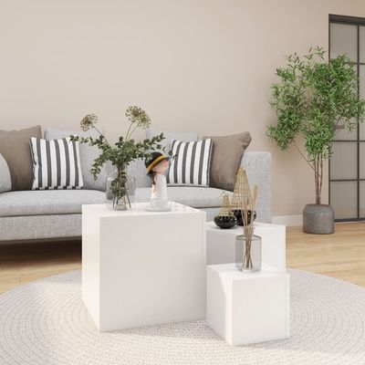 vidaXL Side Tables 3 pcs White Engineered Wood