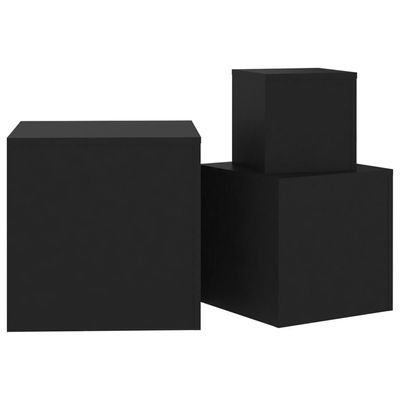 vidaXL Side Tables 3 pcs Black Engineered Wood