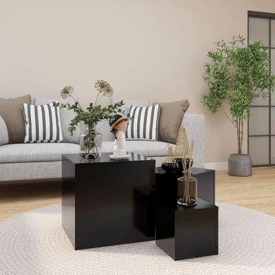 vidaXL Side Tables 3 pcs Black Engineered Wood