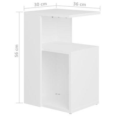 vidaXL Side Table White 36x30x56 cm Engineered Wood