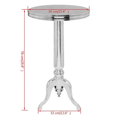 vidaXL Side Table Round Aluminium Silver