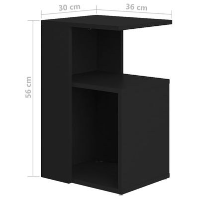 vidaXL Side Table Black 36x30x56 cm Engineered Wood