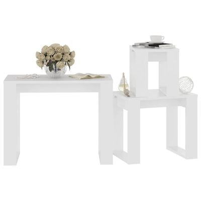 vidaXL Nesting Tables 3 pcs White Engineered Wood