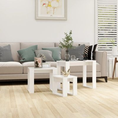 vidaXL Nesting Tables 3 pcs White Engineered Wood