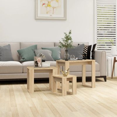 vidaXL Nesting Tables 3 pcs Sonoma Oak Engineered Wood