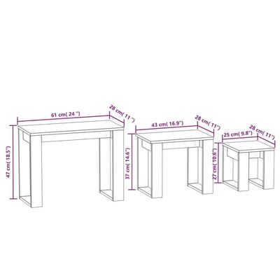 vidaXL Nesting Tables 3 pcs Concrete Grey Engineered Wood