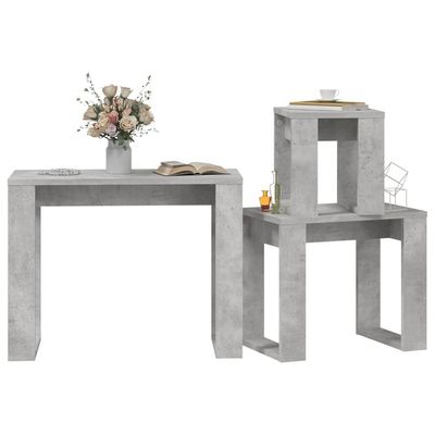 vidaXL Nesting Tables 3 pcs Concrete Grey Engineered Wood