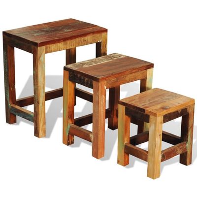 vidaXL Nesting Table Set 3 Pieces Vintage Reclaimed Wood