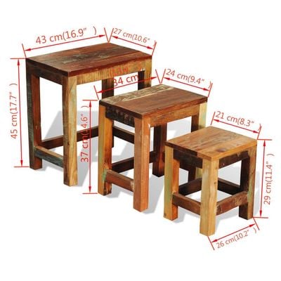 vidaXL Nesting Table Set 3 Pieces Vintage Reclaimed Wood