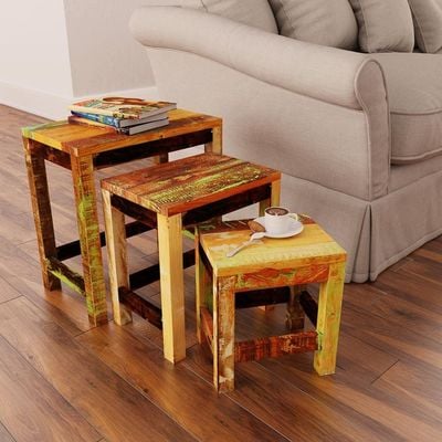 vidaXL Nesting Table Set 3 Pieces Vintage Reclaimed Wood