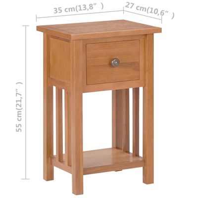 vidaXL Magazine Table with Drawer 35x27x55 cm Solid Oak Wood