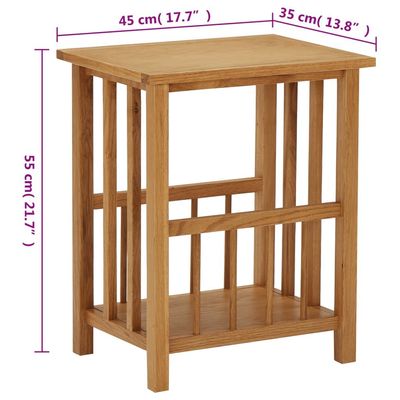 vidaXL Magazine Table 45x35x55 cm Solid Oak Wood