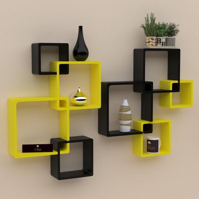 Rafuf Wooden Intersecting Wall Shelves (Set of 8)