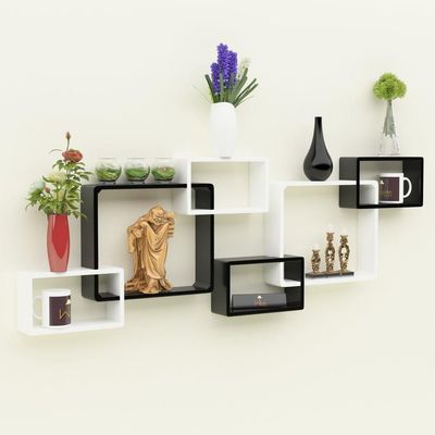 Wooden Intersecting Wall Shelves Set of 6