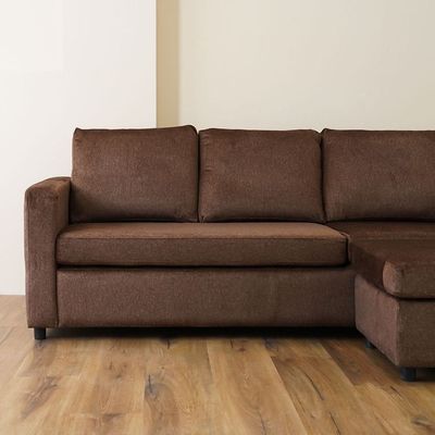 Lara 3-Seater Fabric Left & Right Reversible Corner Sofa - Brown - With 2-Year Warranty